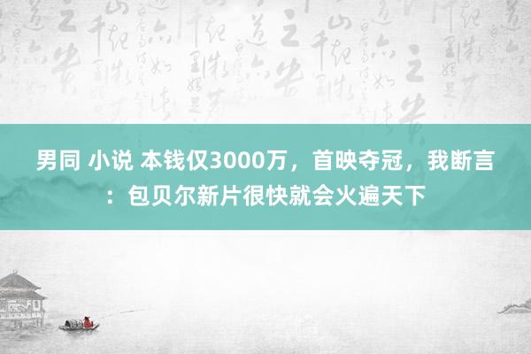 男同 小说 本钱仅3000万，首映夺冠，我断言：包贝尔新片很快就会火遍天下