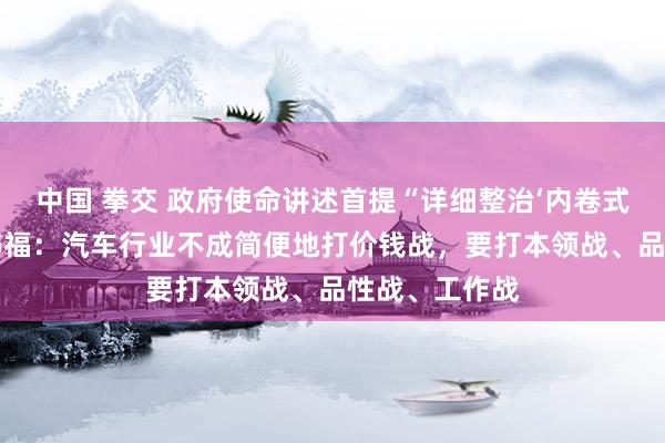 中国 拳交 政府使命讲述首提“详细整治‘内卷式’竞争”，李书福：汽车行业不成简便地打价钱战，要打本领战、品性战、工作战
